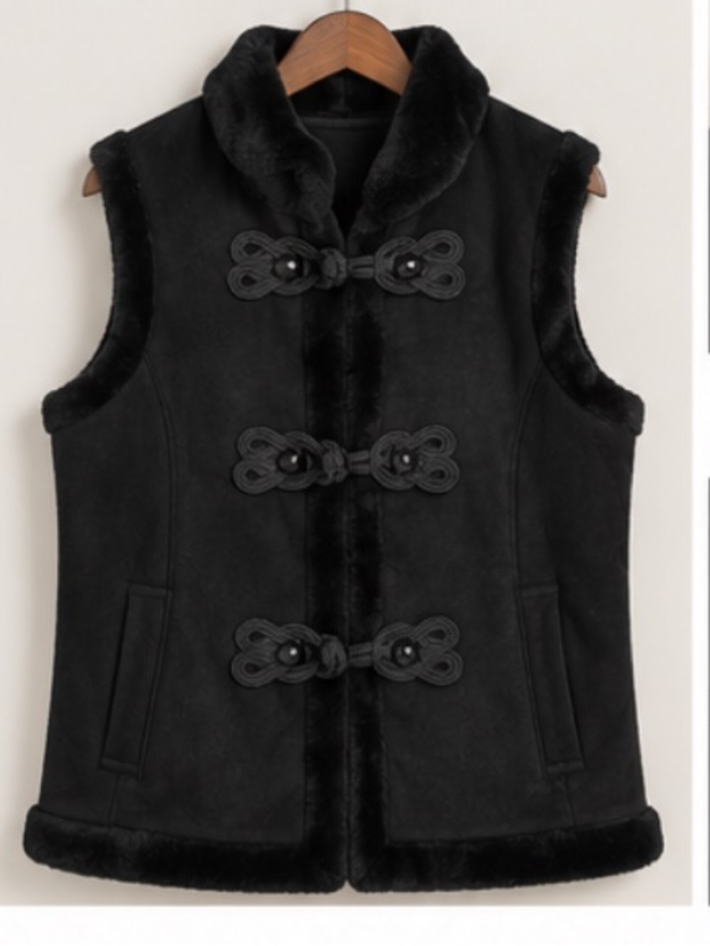 Cold water Greek Classic Black Faux-Shearling Vest size 10 - Picture 1 of 10